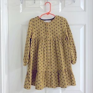 Zara girls size 4-5 olive brown poka dot dress.